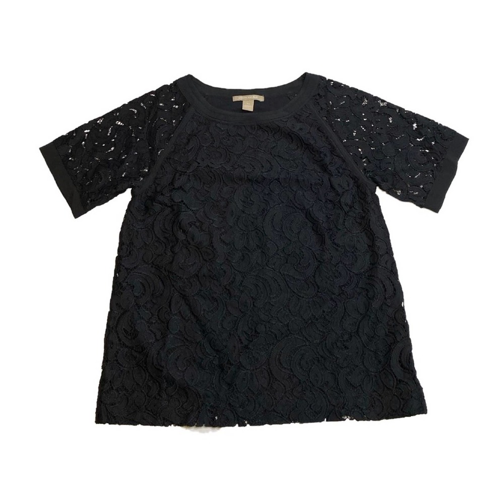 Banana Republic Black Lace Short Sleeve Top XS
